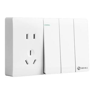 超薄明装插座3开5孔三开五孔三位双控带插座118型3开关带五孔面板