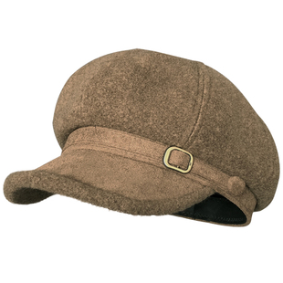 韩系羊羔绒八角帽子女款2025新款冬季显脸小贝雷帽保暖鸭舌报童帽