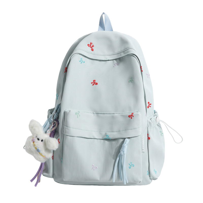 日系小清新蝴蝶结刺绣大容量双肩