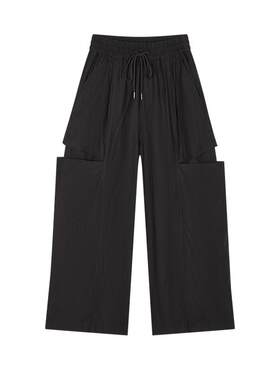 MOUSSY 春季棉麻混纺分割破洞弯刀休闲裤女028ISA31-1741