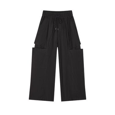 MOUSSY 春季棉麻混纺分割破洞弯刀休闲裤女028ISA31-1741