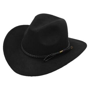 男女儿童编织绳毛呢大檐宽边保暖西部牛仔礼帽子荒野大镖客2同款