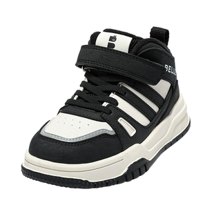 百丽童鞋女童高帮板鞋冬季2025新款儿童加绒保暖运动鞋男童二棉鞋