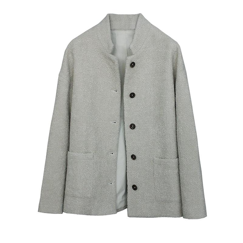 小香风羊毛圈圈呢外套女短款复古简约小个子奶油白高级感春秋冬装