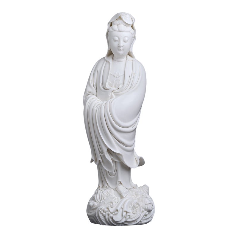 戴玉堂郑金土陶瓷摆件《渡海观音仿何朝宗》德化白瓷家用供奉菩萨