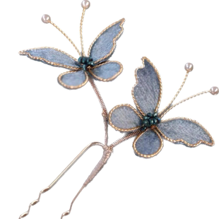 汉服少女日常u型发簪古风精致简约蝴蝶发钗 秋季新款发饰宋制头饰