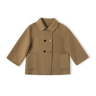 OPCP女童双面羊绒大衣2025秋冬新款儿童呢子外套全羊毛男童中长款