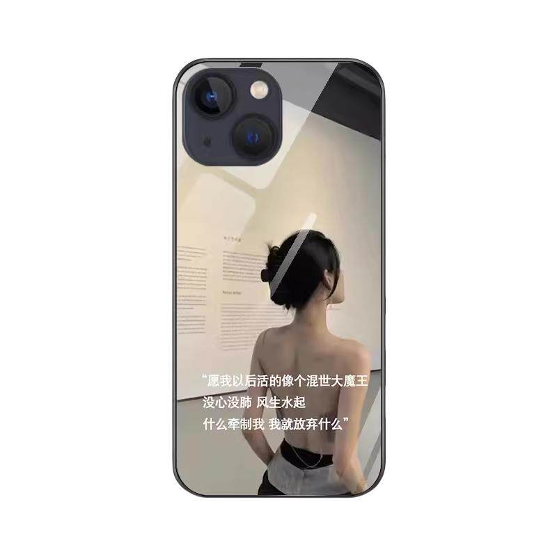 新款气质女孩背影适用11苹果16手机壳新款13PromaxiPhone12全包15pro玻璃防摔12高级感17pro创意
