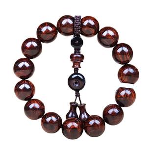 正宗海南黄花梨霸王岭帝王紫油梨老料佛珠手串15mm满鬼脸对眼1.5