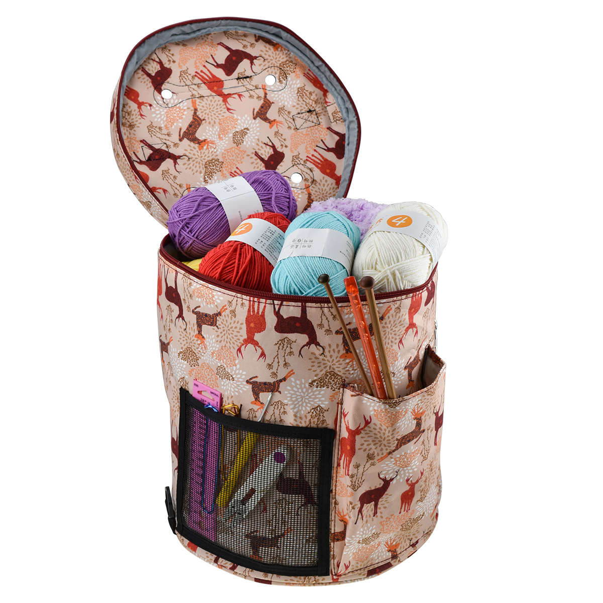 立体多功能毛线大容量收纳包钩针棒针DIY配件编织工具收纳整理袋