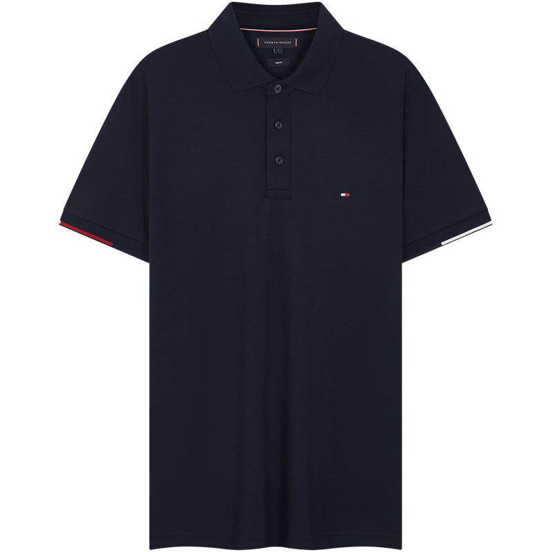 Tommy男装纯棉镶边袖口修身POLO