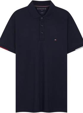 Tommy男装纯棉镶边袖口修身POLO