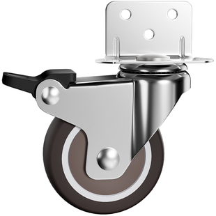 静音万向轮婴儿床轮子u型夹板小号脚轮定向轮配件滚轮1寸橡胶滑轮