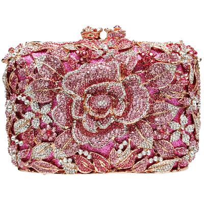 JANEREGINA玫瑰花镶钻晚宴包