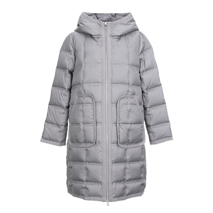 HONRN/红人宽松轻薄白鹅绒连帽羽绒服外套女中长款冬季HH55YR421