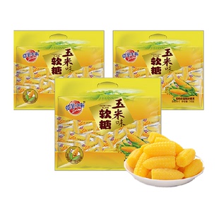 蜡笔小新玉米软糖518g*3袋儿童糖果年货独立包装婚庆喜糖网红零食