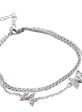 微镶锆石双层蝴蝶手链女百搭手饰