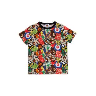 BAPE童装秋冬猿人卡通小猴图案满幅印花短袖T恤013093P