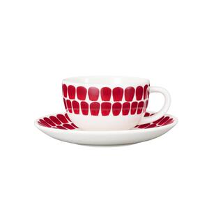 【结婚礼物】芬兰arabia24小时复古红碗盘子咖啡杯碟套装陶瓷餐具