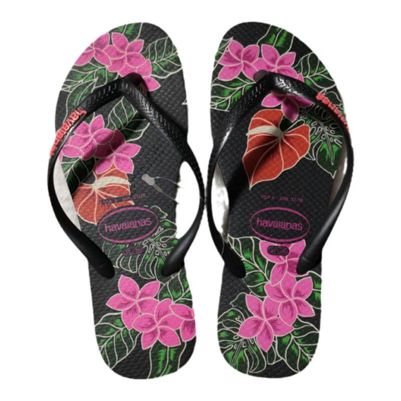 正品Havaianas人字拖 拖鞋 女夏 平跟 防滑沙滩  花朵哈瓦那新款