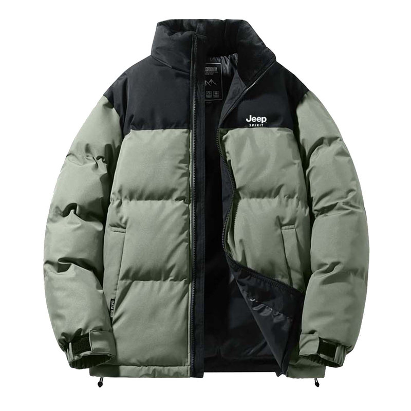JEEP吉普拼色立领棉服男冬加厚保暖防风防寒户外棉衣休闲夹克外套