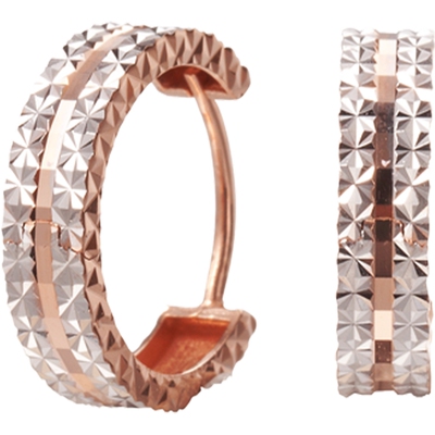 潮宏基18K金耳钉玫瑰彩金耳饰