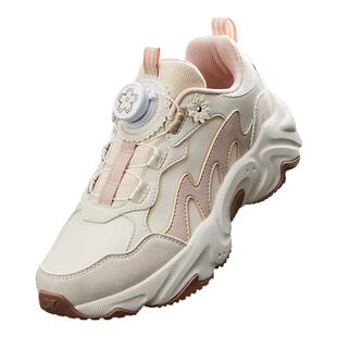 特步女童鞋2025春秋新款皮面新款儿童女款运动鞋中大童休闲老爹鞋