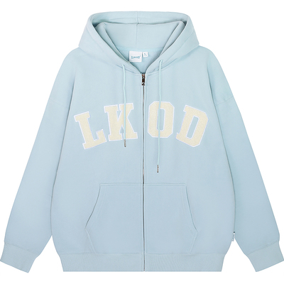 LKOD秋冬毛巾绣拉链帽衫