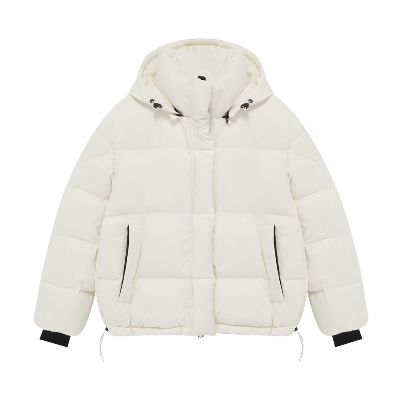 Basic House/百家好白色羽绒服小个子女冬季新款白鸭绒短款外套