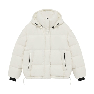 Basic House/百家好白色羽绒服小个子女冬季新款白鸭绒短款外套