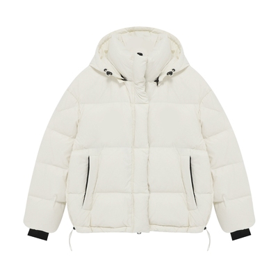 Basic House/百家好白色羽绒服小个子女冬季新款白鸭绒短款外套