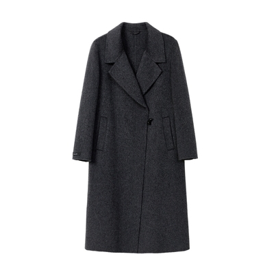 蓝语羊毛双面呢大衣针织马甲套装