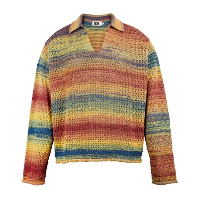 弭金同款EK彩虹定染镂空毛衣