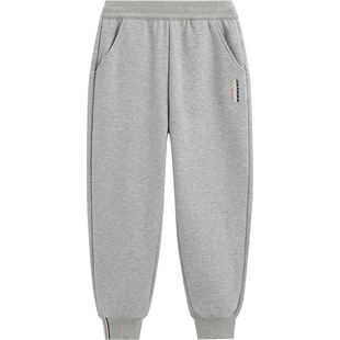 英氏儿童加绒裤子秋冬装2025新款女童加厚束脚裤运动长裤校服神器