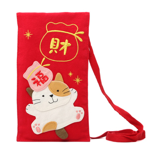 日本设计KINE猫可爱卡通创意新年春节压岁红包袋利是封布艺红包