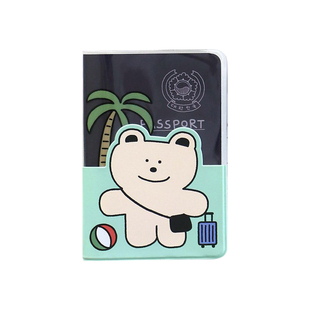 韩国iconic可爱涂鸦卡通PVC透明旅行护照夹机票证件卡便携保护套