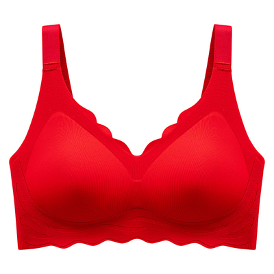 本命马年大红色大码文胸无痕胸罩