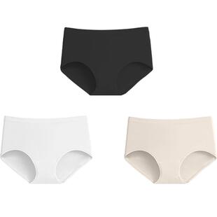 【胡可推荐】ubras40S纯棉抗菌底裆女士中高腰内裤3条装V