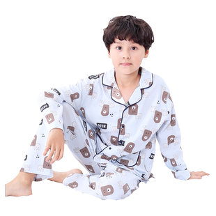 瑁恩瑁爱儿童睡衣小男孩春秋款纯棉男童家居服4套装5童装6全棉7岁