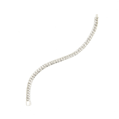 wbj定制珠宝7mm古巴链素银手链