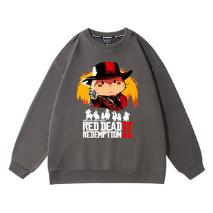 小约翰可汗仓鼠联名荒野大镖客圆领卫衣秋冬可爱休闲宽松衣服长袖