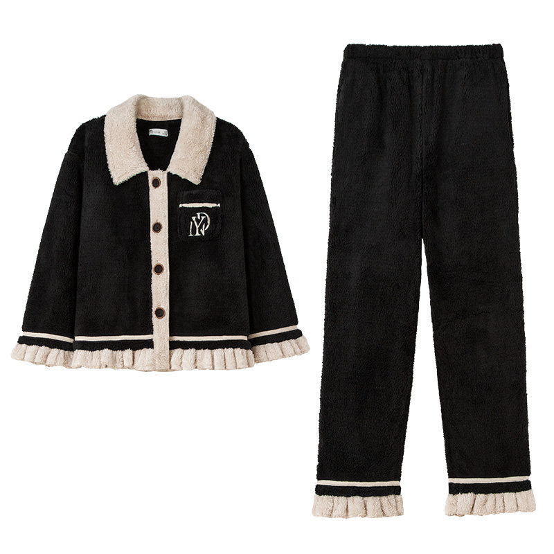 妮狄娅秋冬季女珊瑚绒家居服套装