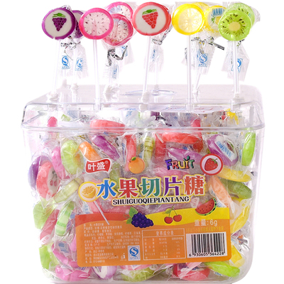 水果切片棒棒糖硬糖果网红可爱创意低糖儿童零食棒棒糖整箱批散装