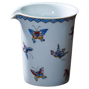 公道杯陶瓷单个茶海分茶器茶具茶道老陶泥粉彩瓷釉上彩仿古龙荷花