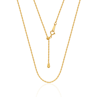 米粒18K金项链珠珠素链AU750彩金简约百搭抽拉调节针式链锁骨链