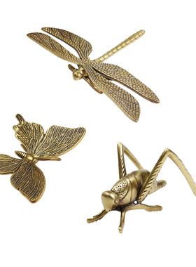 印度进口蜻蜓蚂蚱金属欧式风摆件