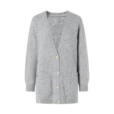 绵羊毛V领长毛衣开衫针织衫