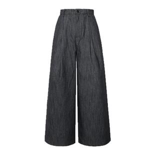 VERY FEWEST 复古老钱仿牛仔棉麻阔腿裤男女松弛感宽松拖地休闲裤