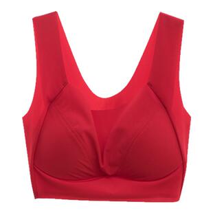 大红色D杯文胸学生基础款胸罩背心U型美背无钢圈内衣大胸显小无痕