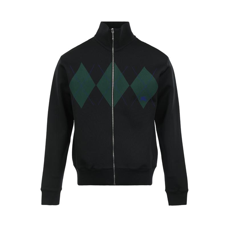 【自营】BURBERRY/博柏利男士菱格图案立领拉链卫衣开衫外套时尚